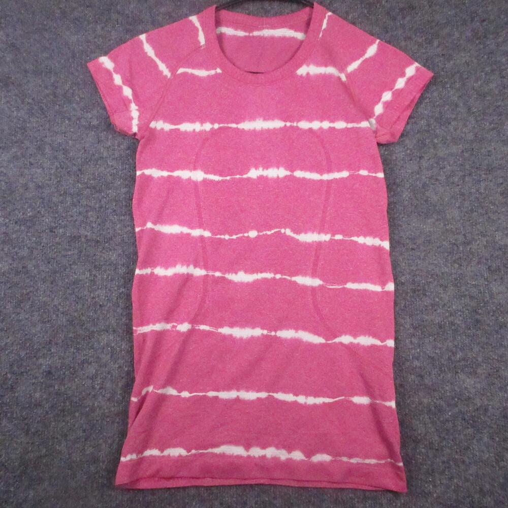 Lululemon Dress Womens 4 Pink Tie Dye Short Sleeve Jersey T Shirt Dress Casual